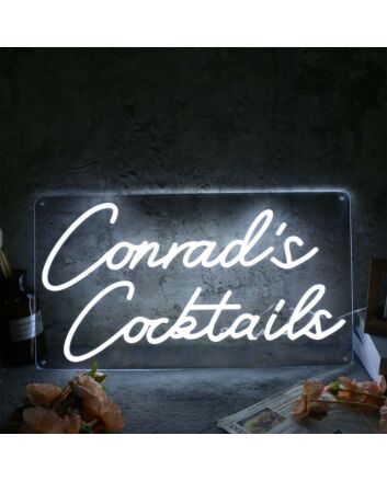 Conrad's Cocktails White Neon Sign