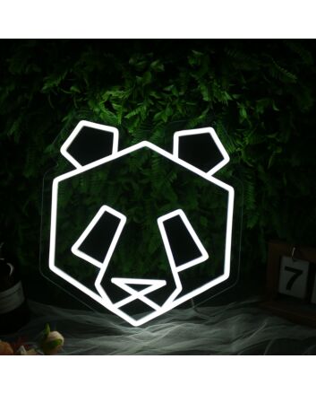Panda Head White Neon LED Sign