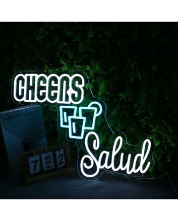Cheers Salud White Custom Neon Sign