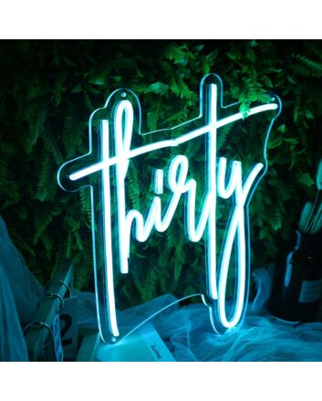 Thirty Blue Neon Sign