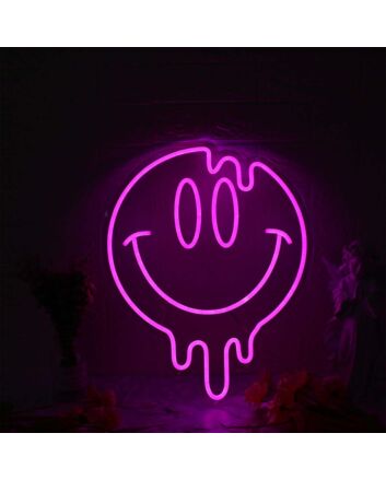 Melting Smile Face Pink Neon Sign