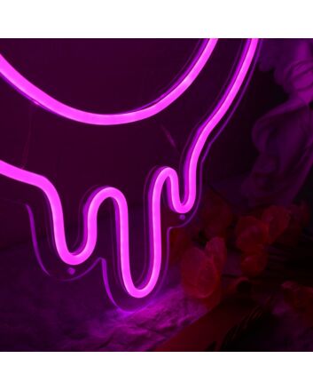 Melting Smile Face Pink Neon Sign