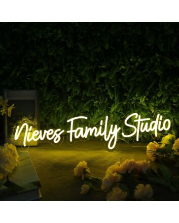 Niever Family Studio Yellow Neon Sign