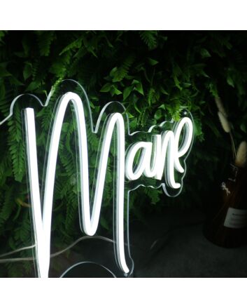 Golden Mane White Neon Sign