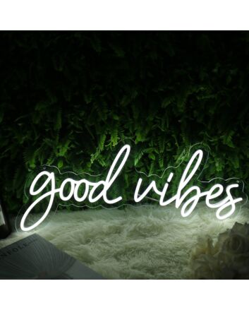 Good Vibes White Neon Sign