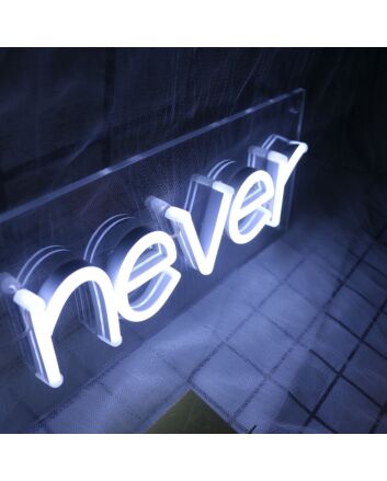 Which He Never White Neon Sign
