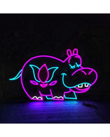 Happy Hippo LED Neon Sign