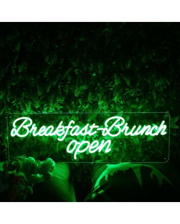 Breakfast Brunch Open Green Neon Sign