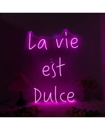 La Vie Est Dulce Purple Neon Sign