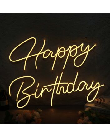 Happy Birthday Yellow Neon Sign