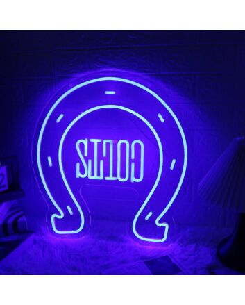 Horseshoe Blue Neon Sign