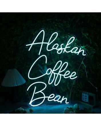 Alaskan Coffee Bean Blue Neon Sign