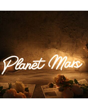 Planet Mars Yellow Neon Sign