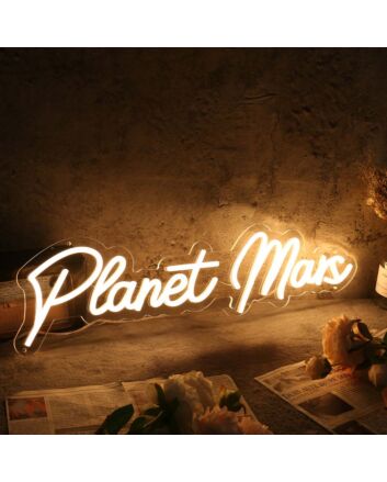 Planet Mars Yellow Neon Sign
