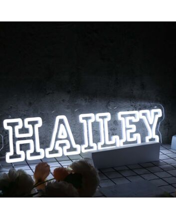 Hailey White Neon Sign