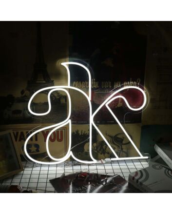 AK White Custom Neon Sign
