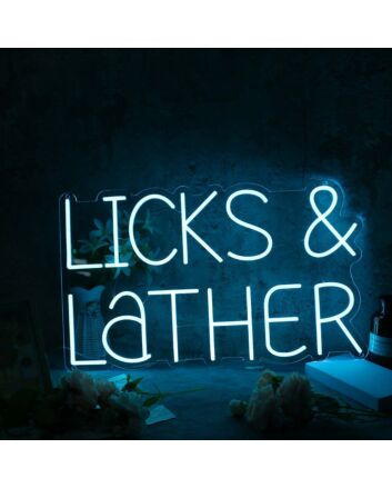 Licks And Lather Blue Neon Sign