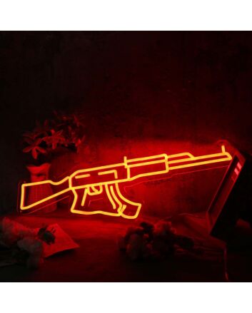 AK-47 Machine Gun Red Neon Sign