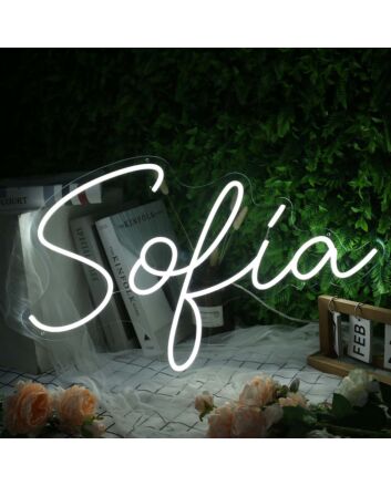 Sokia White Name Neon Sign