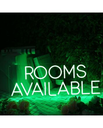 Rooms Available Green Neon Sign