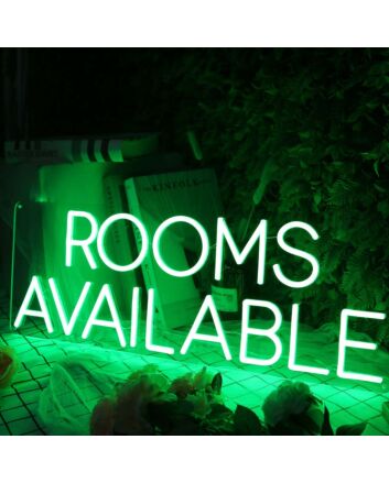 Rooms Available Green Neon Sign