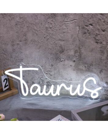 Taurus White Name Neon Sign