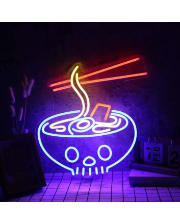 Ramen Served In Skull Bowl Custom Neon Sign