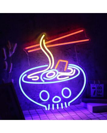 Ramen Served In Skull Bowl Custom Neon Sign
