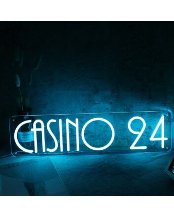 Casino 24 Blue Neon Sign