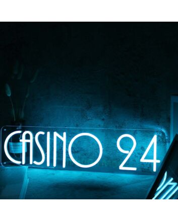 Casino 24 Blue Neon Sign