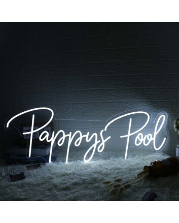 Pappy's Pool White Neon Sign