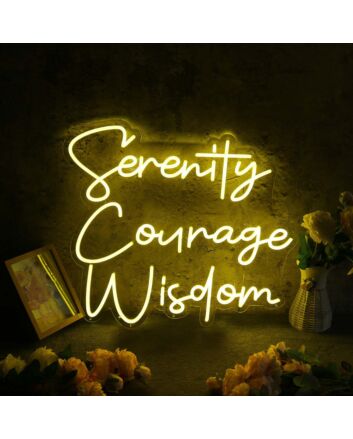 Serenity Courage Wisdom Yellow Neon Sign