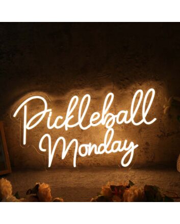 Pickleball Monday Yellow Neon Sign
