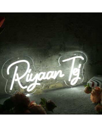 Riyaan Tej White Neon Sign