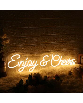 Enjoy And Cheers Yellow Custom LED Neon Sign