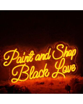 Paint and Shop Black Love Orange Neon Sign