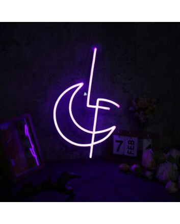 Moon Vector Purple Neon Sign
