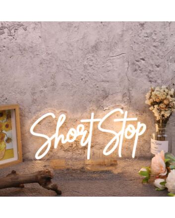 Short Stop Yellow Neon Sign