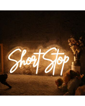 Short Stop Yellow Neon Sign