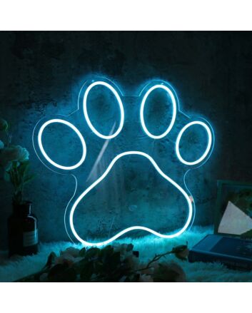 Dog Paw Blue Custom Neon Sign