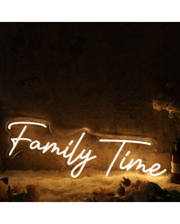 Family Time Yellow Neon Sign