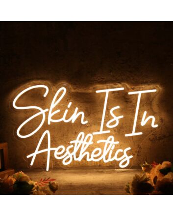 Skin Is In Aesthetics Yellow Neon Sign
