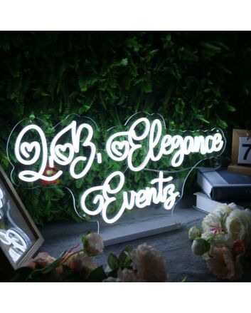 Love Elegance Events White Neon Sign