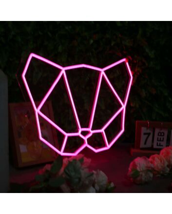 Abstract Cat Head Pink Neon Sign