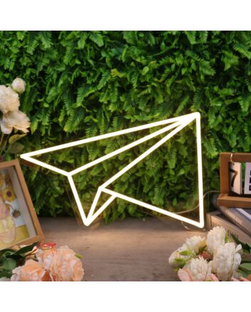 Paper Plane Yellow Neon Sign