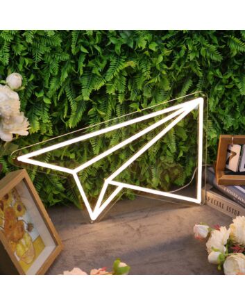 Paper Plane Yellow Neon Sign