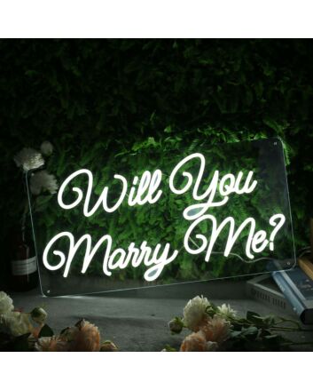 Will You Marry Me White Neon Sign