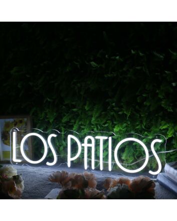 Los Patios White Neon Sign