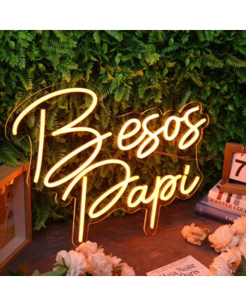 Besos Papi Orange Neon Sign