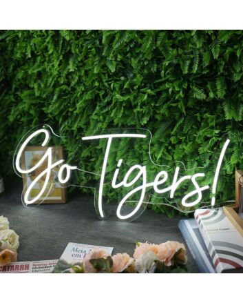 Go Tigers White Neon Sign